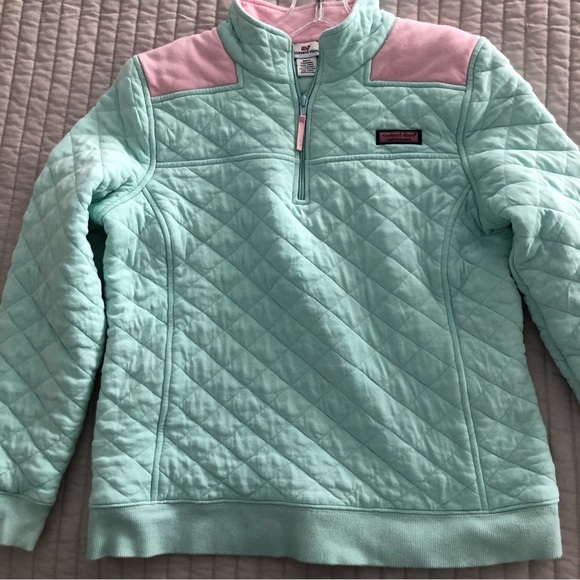 Vineyard Vines shep shirt Womens medium teal pink Martha’s quilted pullover - Picture 1 of 10
